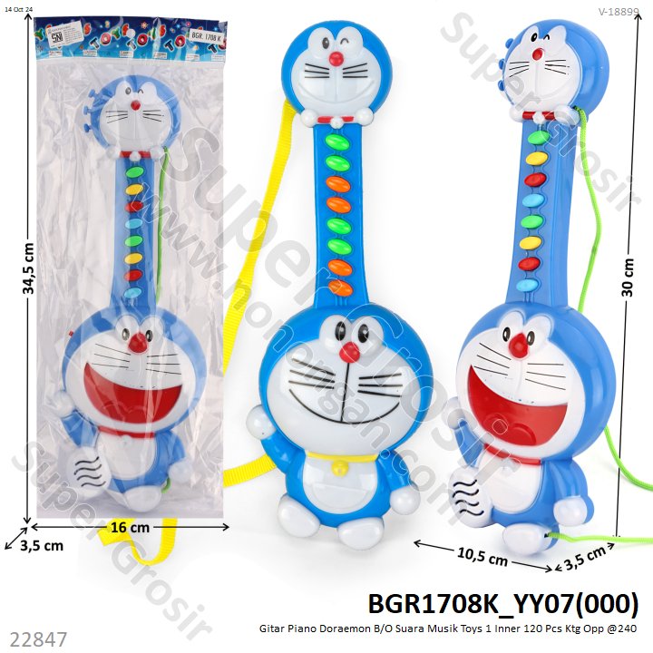Gitar Piano Doraemon B/O Suara Musik Toys 1 Inner 120 Pcs Ktg Opp @240