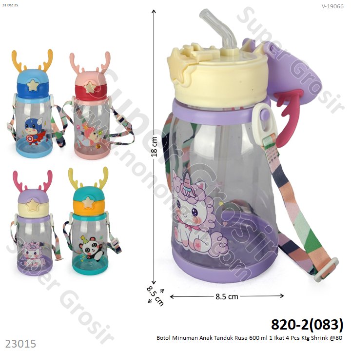 Botol Minuman Anak Tanduk Rusa 600 ml 1 Ikat 4 Pcs Ktg Shrink @80