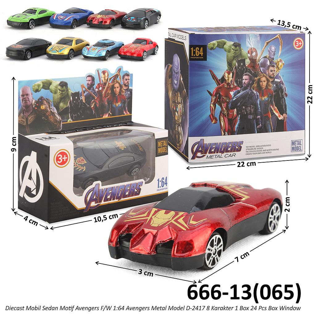 Diecast Mobil Sedan Avengers Skala Hot Wheels 1:64 F/W Metal Model D-2417 8 Karakter 1 Box 24 Pcs Box Window @864