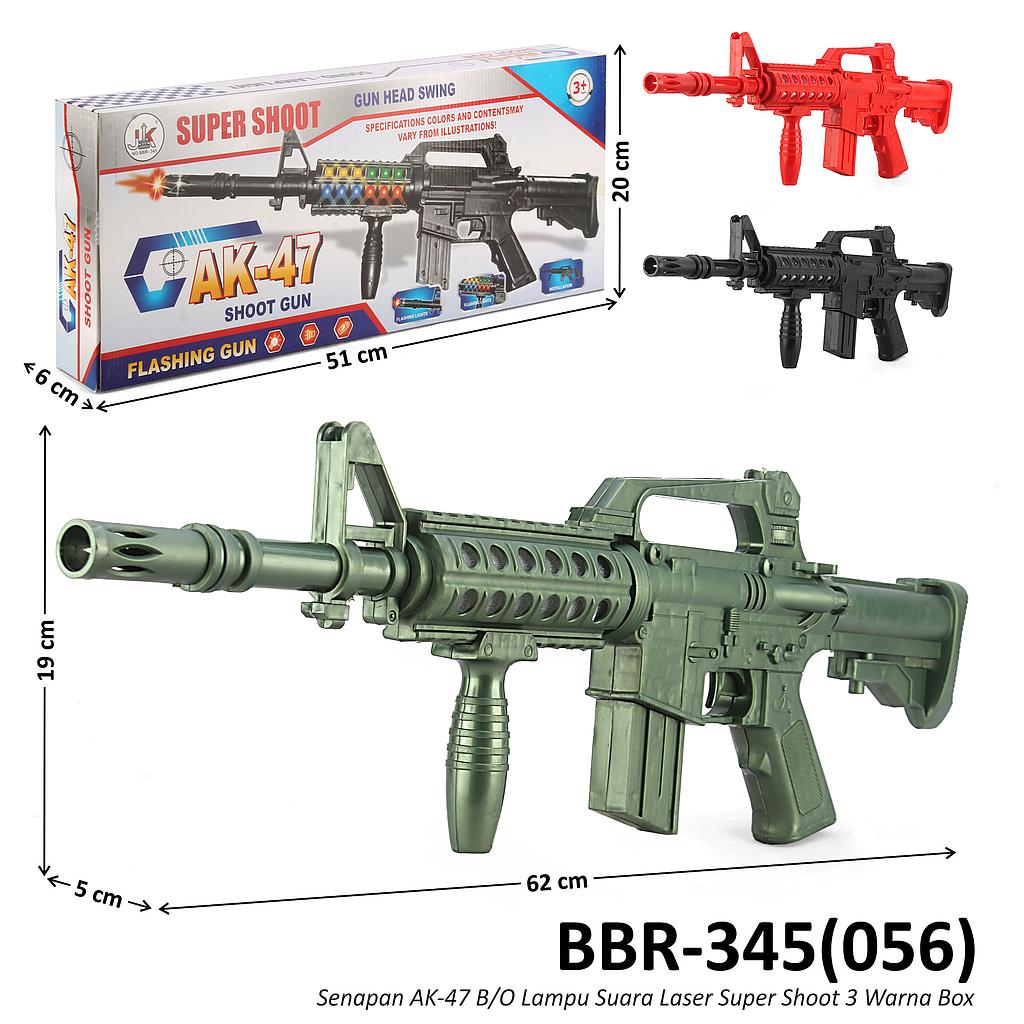 Senapan B/O AK-47 B/O Lampu Suara Laser Super Shoot 3 Warna Box @36