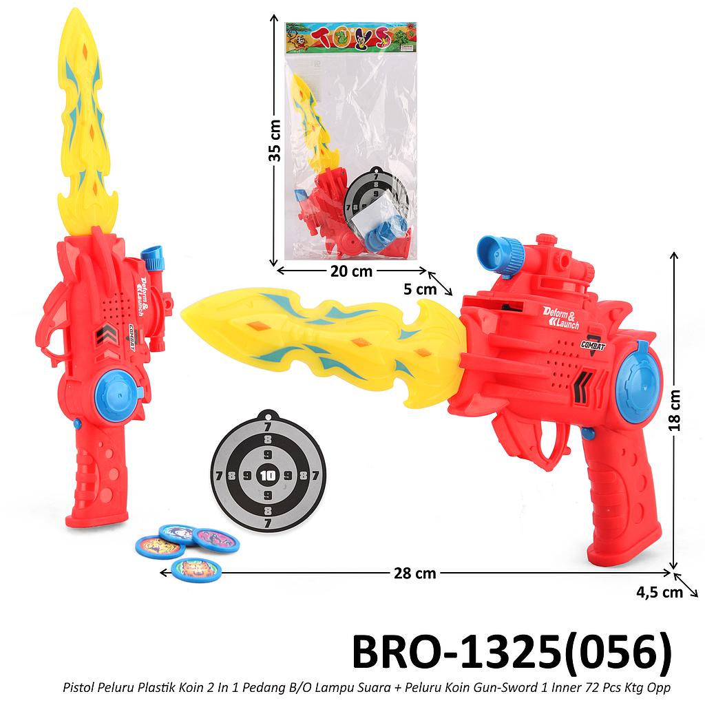 Pistol B/O Peluru Koin Plastik 2 In 1 (Pedang) B/O Lampu Suara + Peluru Koin Battle Gun Sword 1 Inner 72 Pcs Ktg Opp @144