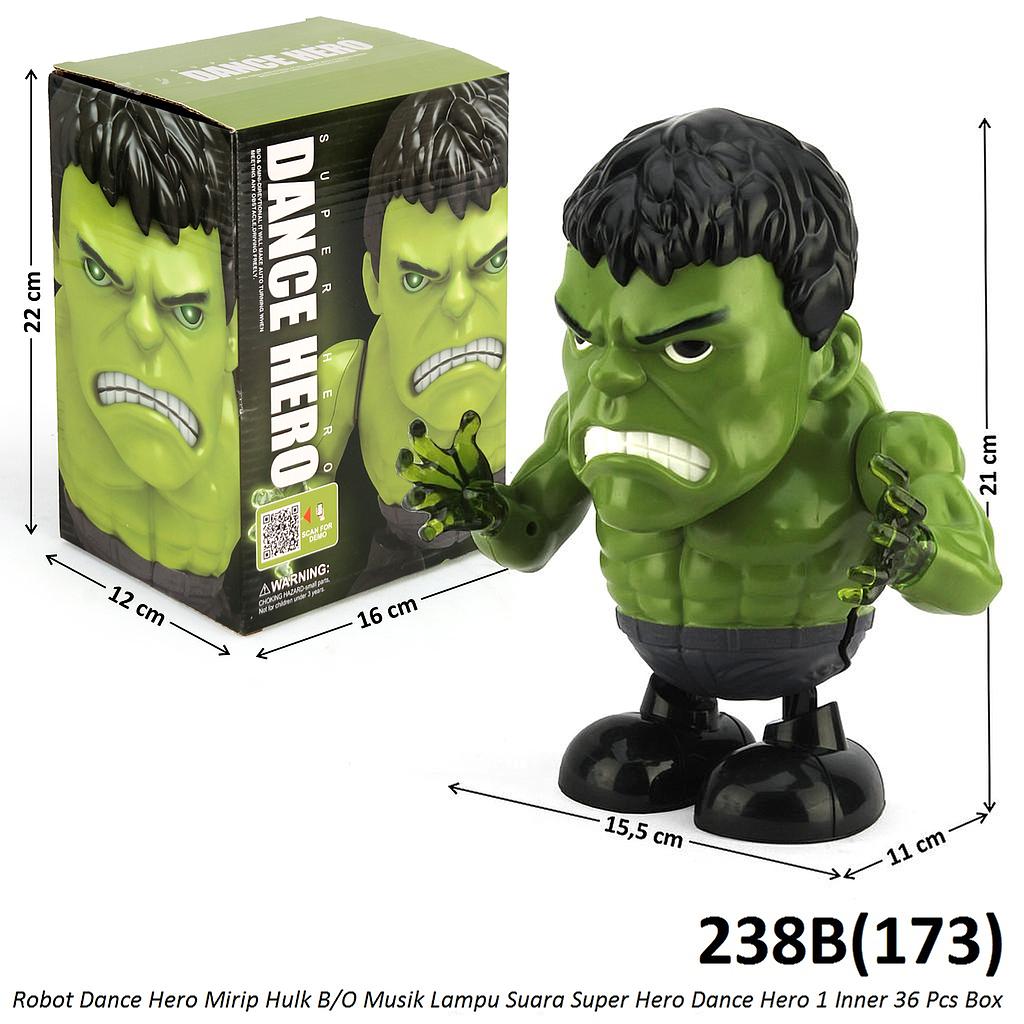 Robot Dance Hulk B/O Musik Suara Lampu Super Hero Dance Hero 1 Inner 36 Pcs Box @72 