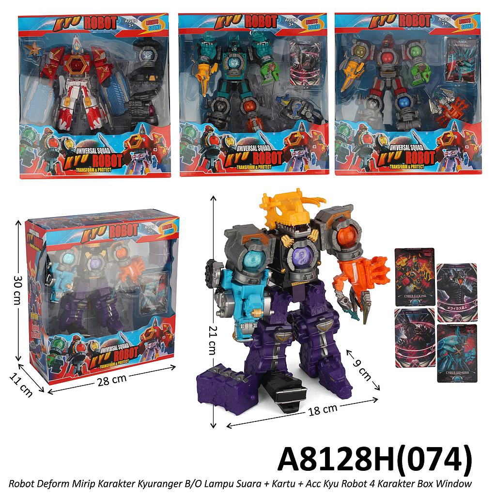 Robot Deform Kyuuranger B/O Lampu Suara + Kartu + Acc Kyu Robot 4 Karakter Box Window @24