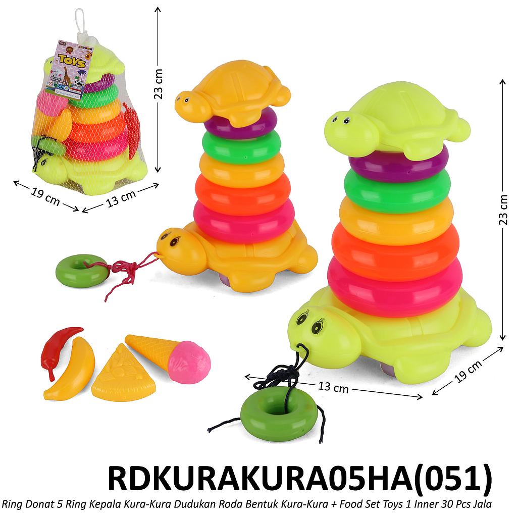 Ring Donat Kepala Kura-Kura Dudukan Roda Kura-Kura 5 Ring 23 cm + Food Set Toys 1 Inner 30 Pcs Jala @90