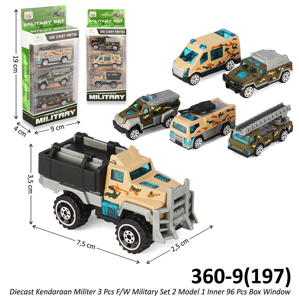 Diecast Kendaraan Militer 3 Pcs Skala Hot Wheels F/W Military Set 2 Model 1 Inner 96 Pcs Box Window @192