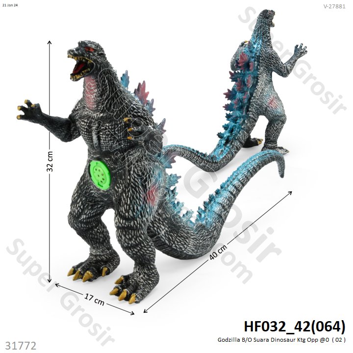 Godzilla 32 cm B/O Suara Dinosaur 66050 Ktg Opp @42