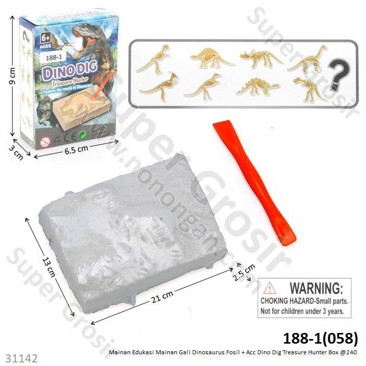 Mainan Gali Fosil Dinosaurus + Acc Dino Dig Treasure Hunter Box @240
