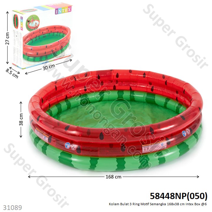 Kolam Renang Anak Intex Bulat 3 Ring Motif Semangka 168x38 cm Box @6
