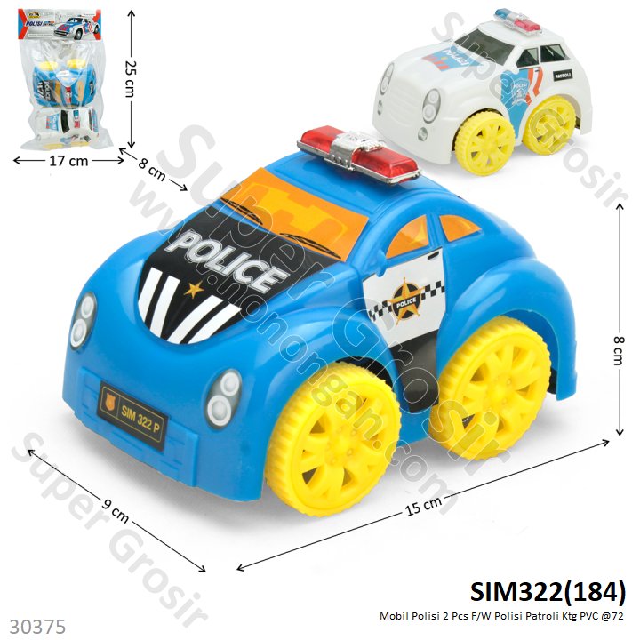 Mobil Polisi 2 Pcs F/W Polisi Patroli Ktg PVC @72
