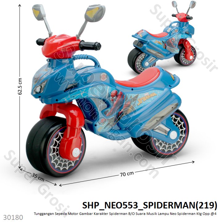 Tunggangan Sepeda Balance Bike Motor Spiderman B/O Suara Musik Lampu Neo Ktg Opp @4