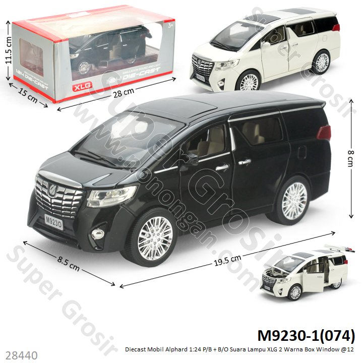 Diecast Mobil Alphard 1:24 P/B + B/O Suara Lampu XLG 2 Warna Box Window @12