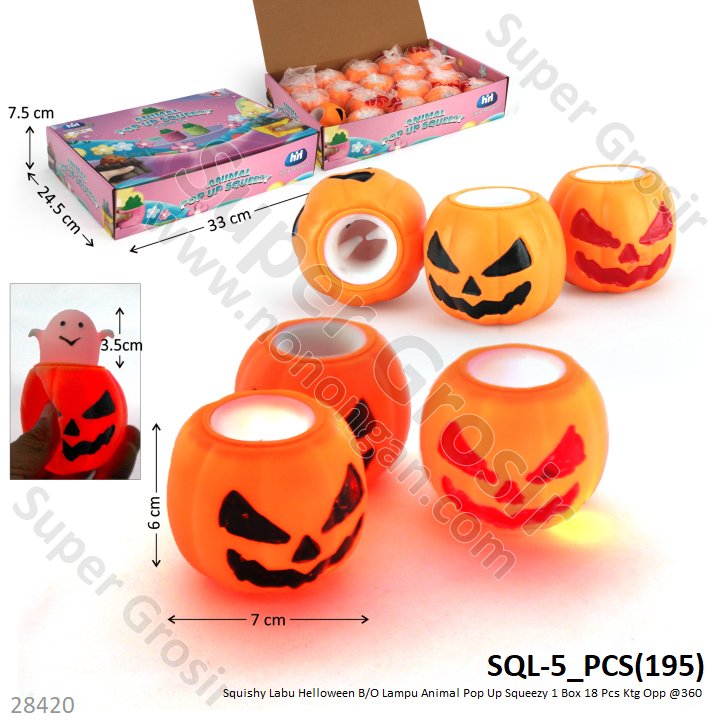 Squishy Pop Up Lampu LED Animal Squeezy 1 Box 12 Pcs Ktg Opp @336