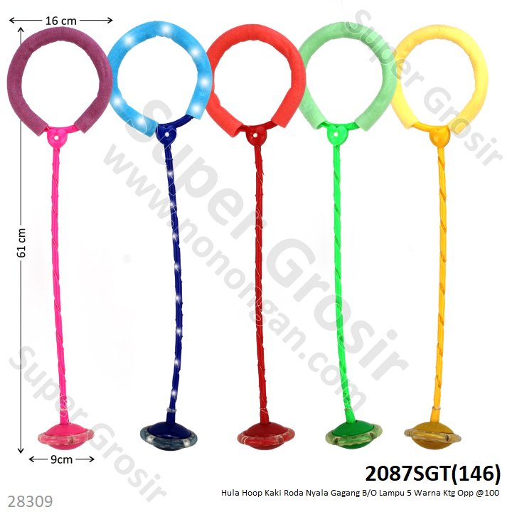 Hula Hoop Kaki B/O Roda Nyala Gagang Lampu 5 Warna Ktg Opp @100