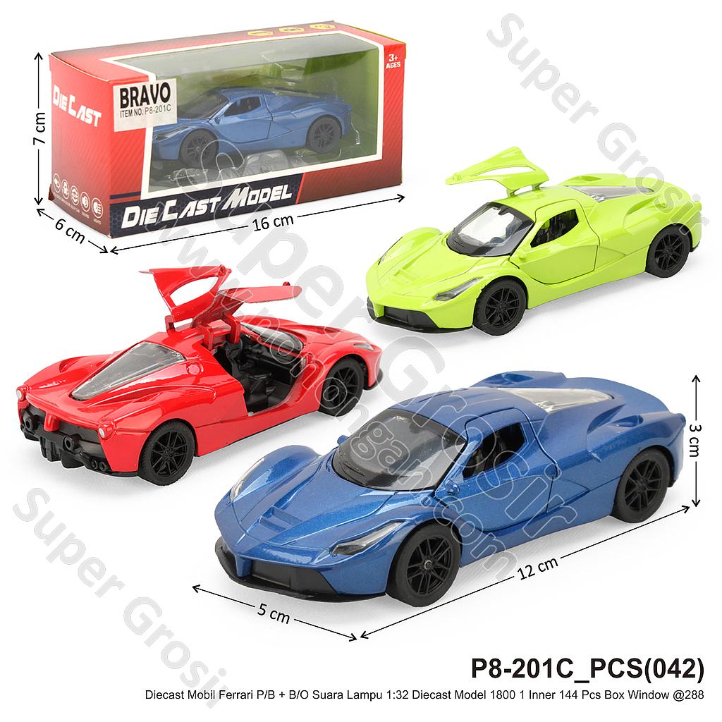 (ONLINE) Diecast Mobil Ferrari P/B + B/O Suara Lampu 1:32 Diecast Model 1800 1 Inner 144 Pcs Box Window @288