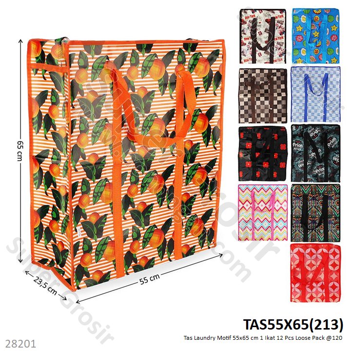 Tas Laundry Motif 55x65 cm 1 Ikat 12 Pcs Loose Pack @120