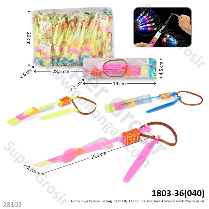 Game Toys Ketapel Baling 50 Pcs B/O Lampu Toys Pack Plastik @24
