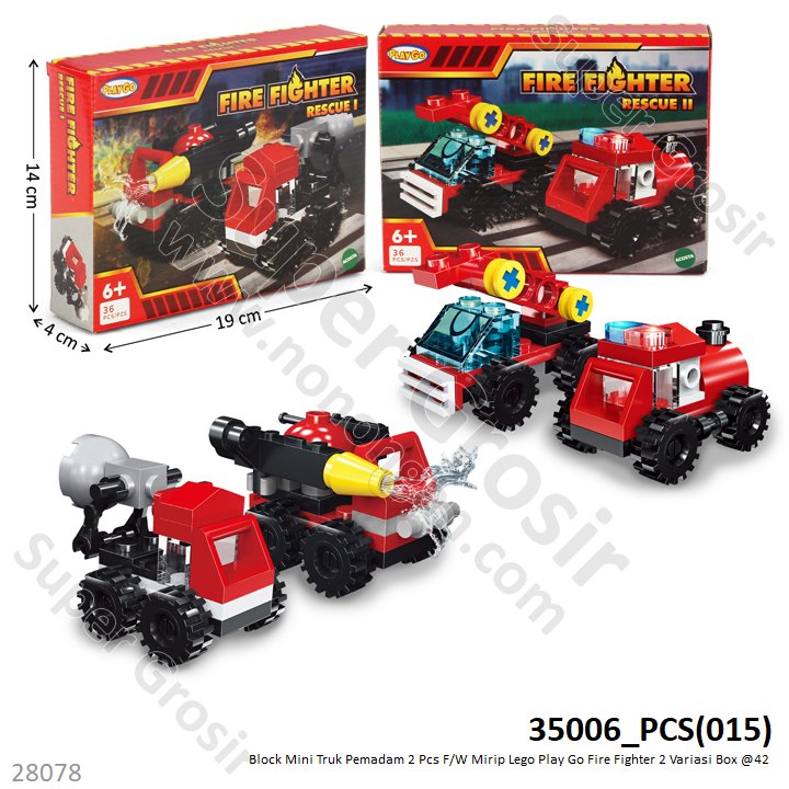 Mini Block Truk Damkar 2 Pcs F/W Play Go Fire Fighter 2 Model 1 Ikat 2 Pcs Box @42