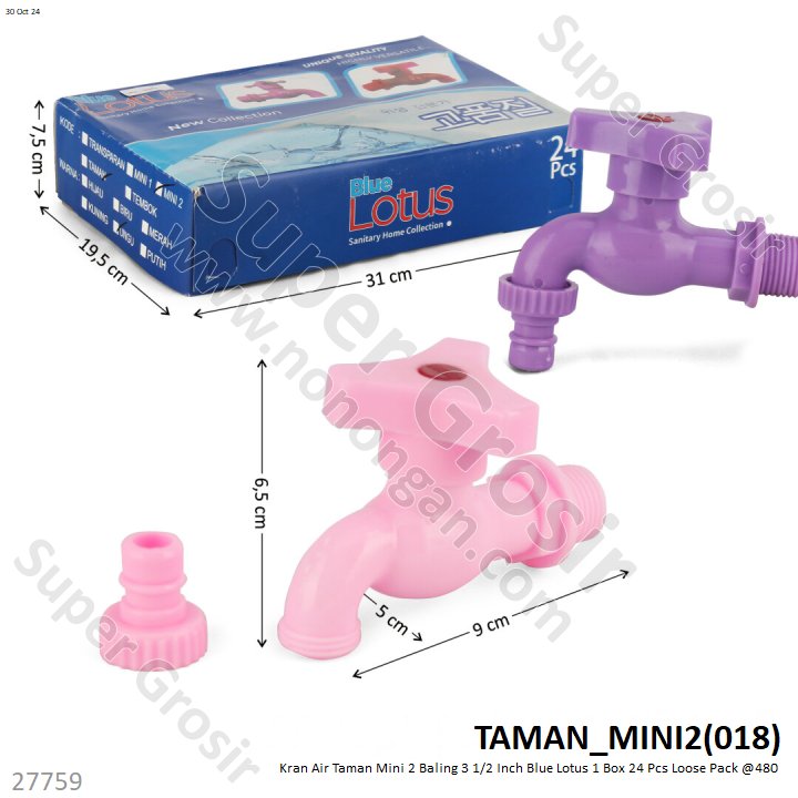Kran Air Taman 1/2 Inch Blue Lotus 1 Box 24 Pcs Loose Pack @480