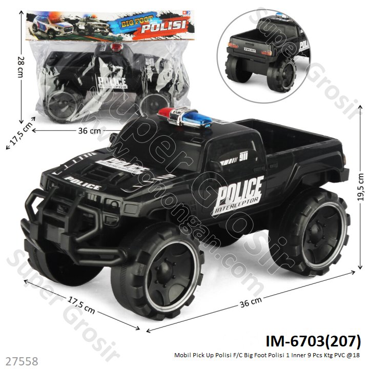 Mobil Jeep Polisi Pick Up Big Foot F/C 36 cm Polisi 1 Inner 9 Pcs Ktg PVC @18