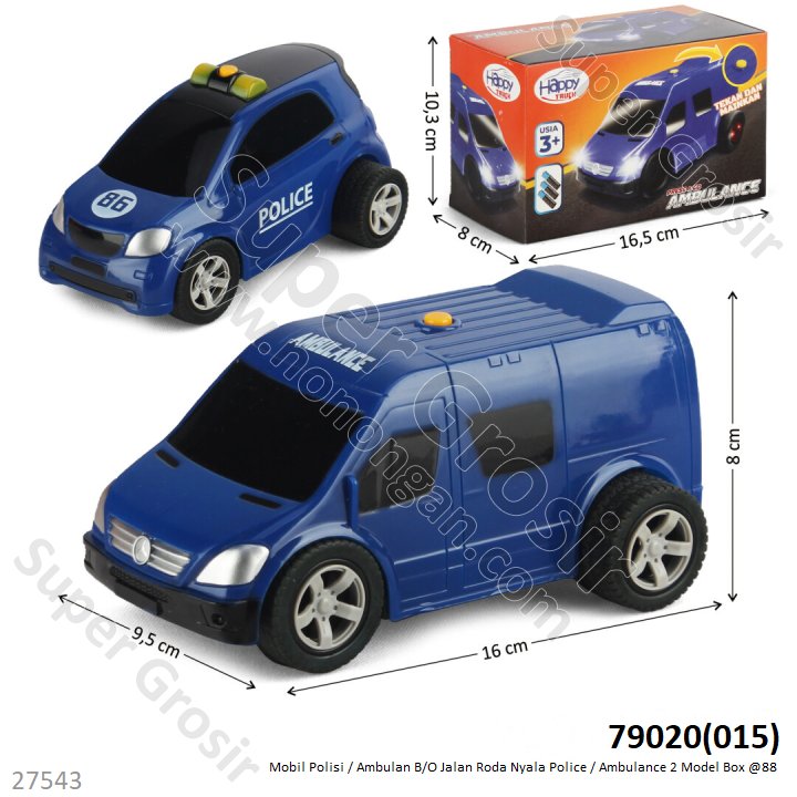 Mobil Polisi / Ambulance B/O Jalan Roda Nyala Police / Ambulance Box @88