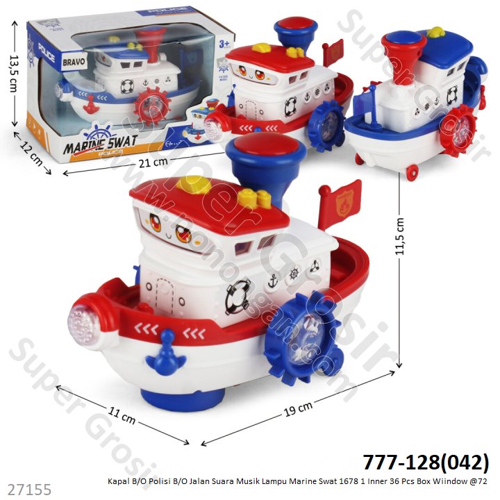 Kapal Patroli B/O Jalan Suara Musik Lampu Marine Swat 1678 1 Inner 36 Pcs Box Wiindow @72