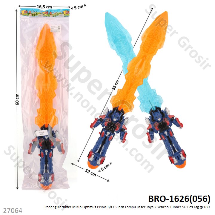 Pedang Optimus Prime B/O Suara Lampu Laser Toys 2 Warna 1 Inner 90 Pcs Ktg @180