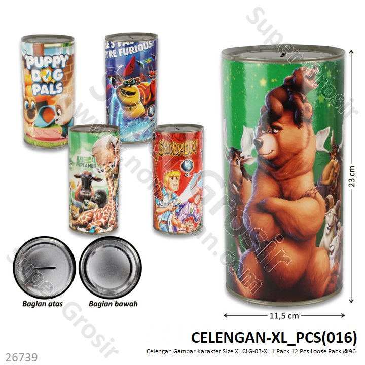 Celengan Target XL Tanpa Tutup Gambar Karakter CLG-11-XL 1 Pack 6 Pcs Loose Pack @96