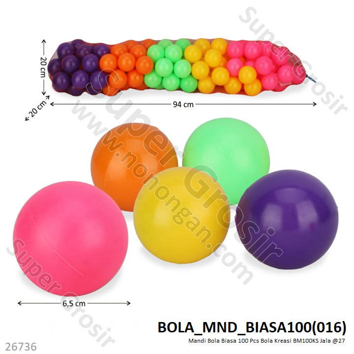 Mandi Bola Biasa 100 Pcs Bola Kreasi BM100KS Jala @27