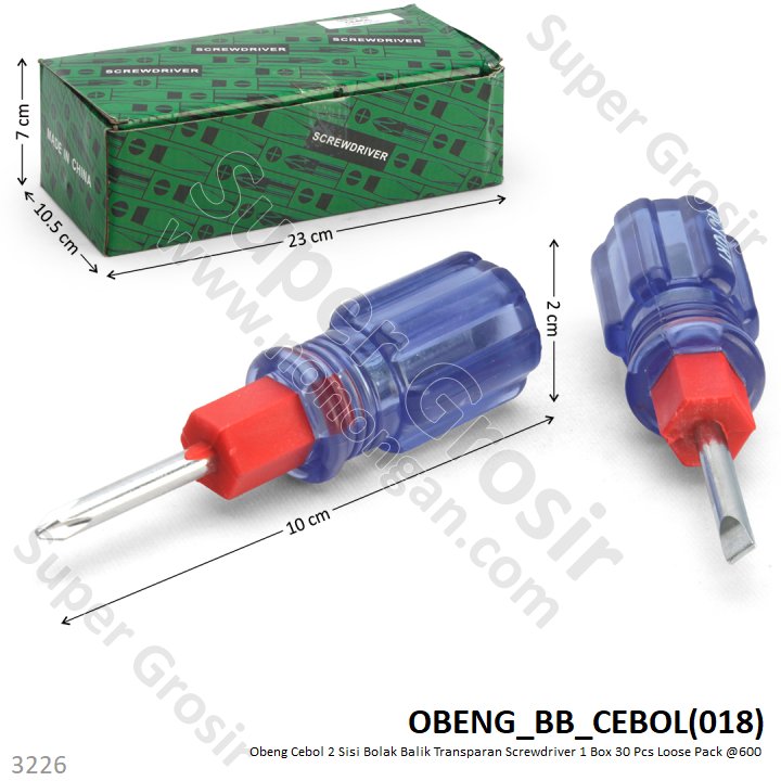 Obeng Cebol 2 Sisi Bolak Balik Transparan Screwdriver 1 Box 30 Pcs Loose Pack @600
