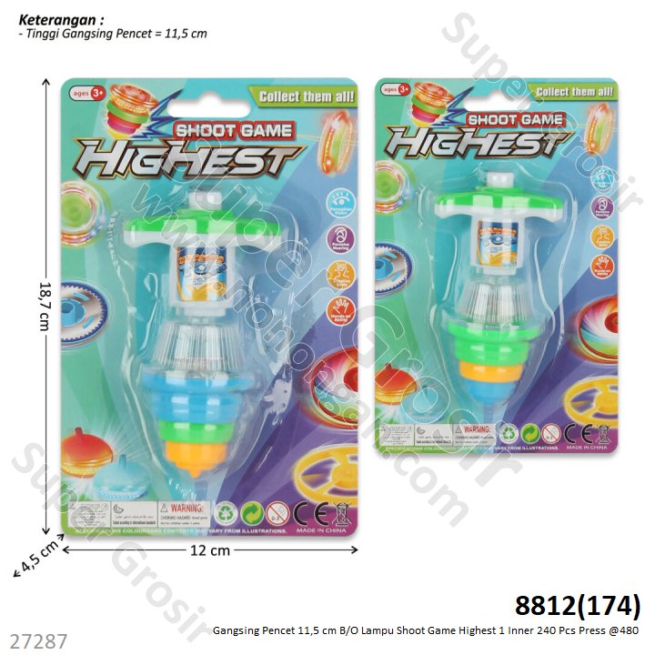 Gangsing Pencet 11,5 cm B/O Lampu Shoot Game Highest / Shoot Cames 1 Inner 240 Pcs Press @480