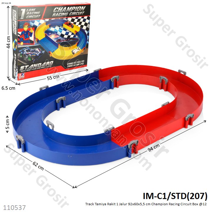 Track Tamiya Rakit 1 Jalur 92x60x5,5 cm Champion Racing Circuit Box @12