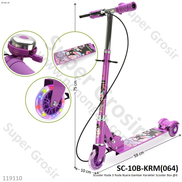 Scooter Roda 3 Roda Nyala Gambar Karakter Scooter Box @6