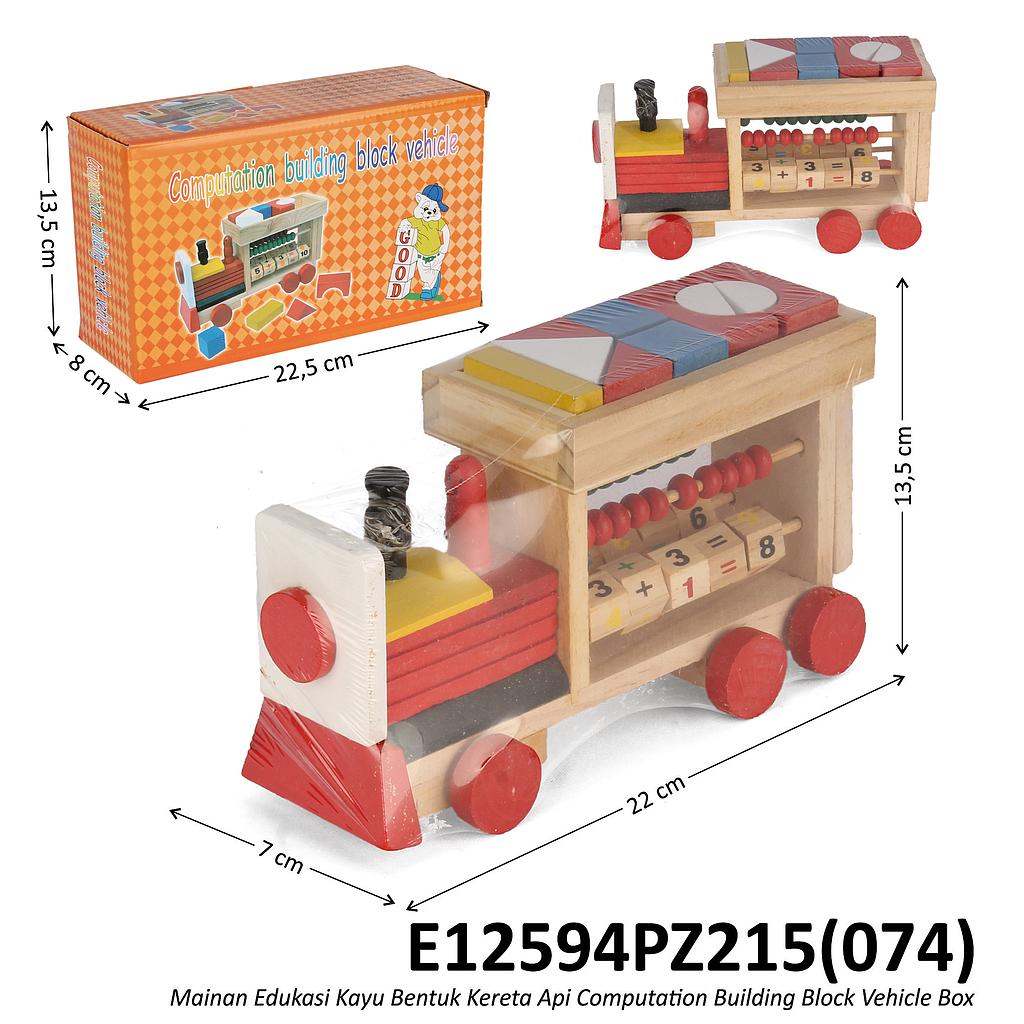 Puzzle Block Kayu Kereta Api Computation Building Block Vehicle Box @70