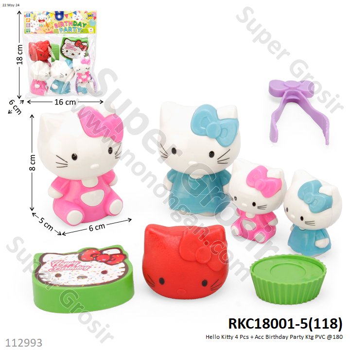 Figure Hello Kitty Set 4 Pcs + Acc Birthday Party Ktg PVC @180