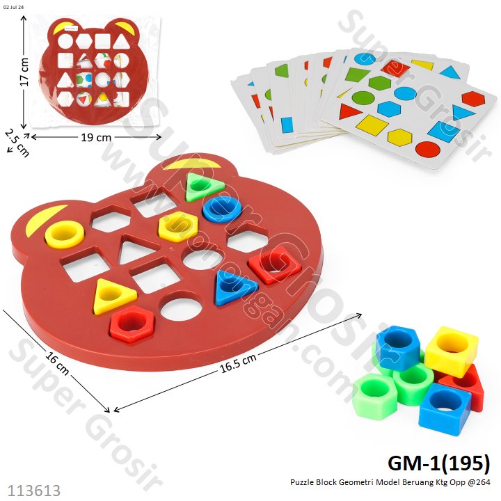 Puzzle Block Geometri Kepala Beruang Ktg Opp @264