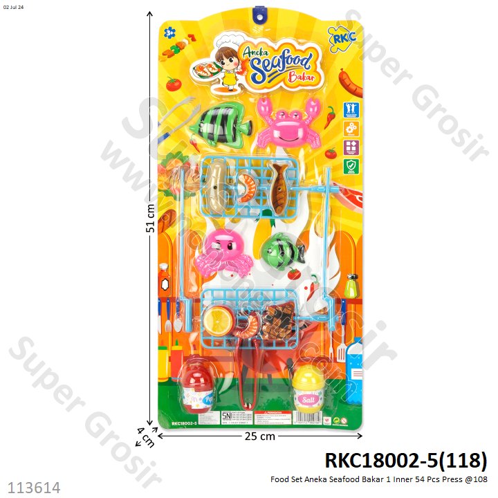 Masak-masakan Aneka Seafood Bakar 1 Inner 54 Pcs Press @108