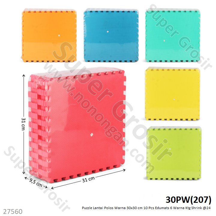 Matras Puzzle Lantai Warna Polos 30x30 cm 10 cm Edumats Ktg Shrink @24