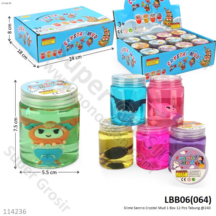 Slime Sanrio Crystal Mud 1 Box 12 Pcs Tabung @240