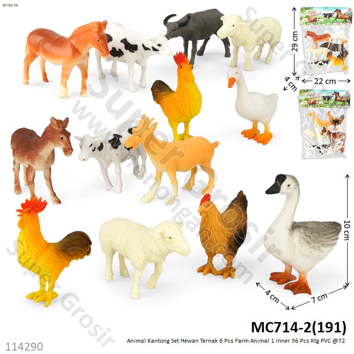 Hewan Ternak Set 6 Pcs Farm Animal MC714-2 1 Inner 60 Pcs Ktg PVC @120
