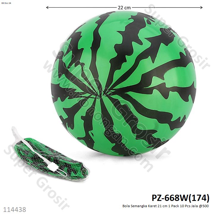 Bola Semangka Karet 21 cm 1 Pack 10 Pcs Jala @500