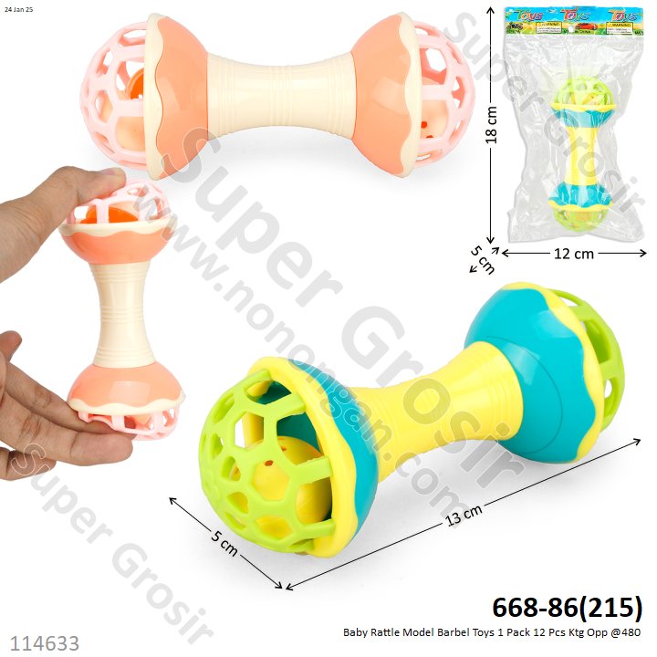 Baby Rattle Model Barbel Toys 1 Pack 12 Pcs Ktg Opp @480