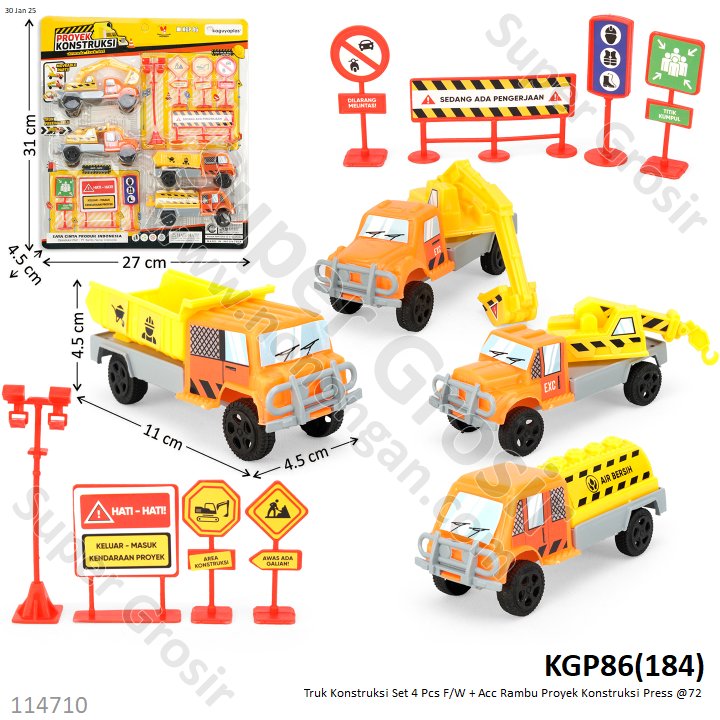 Truk Konstruksi Set 4 Pcs F/W + Acc Rambu Proyek Konstruksi Press @72