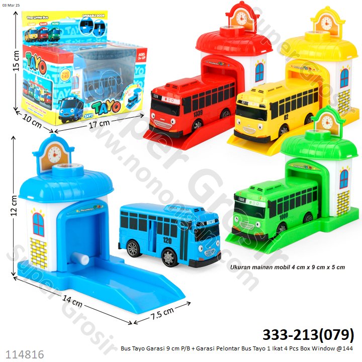 Bus Tayo Garasi P/B 9 cm Garasi Pelontar Bus Tayo 1 Ikat 4 Pcs Box Window @144