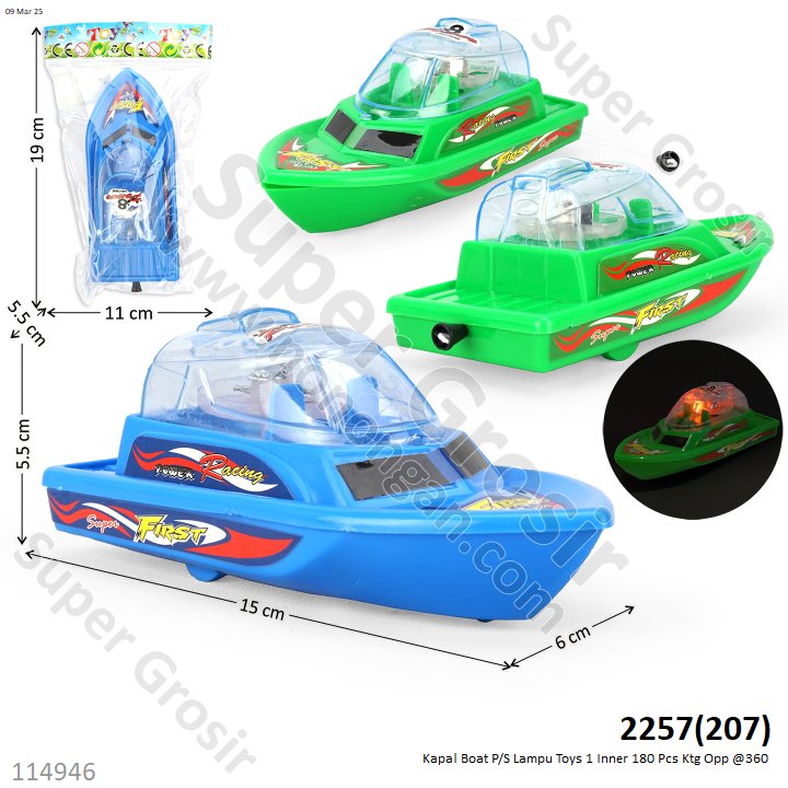 Kapal Boat P/S Lampu Toys 1 Inner 180 Pcs Ktg Opp @360
