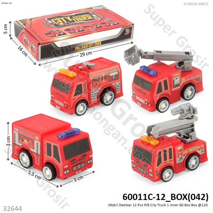 Truk Damkar P/B City Truck 1 Box 12 Pcs 1 Inner 720 Pcs Loose Pack @1440