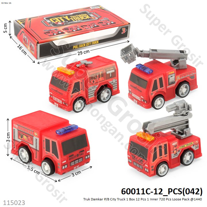 Truk Damkar P/B City Truck 1 Box 12 Pcs 1 Inner 720 Pcs Loose Pack @1440