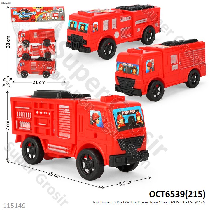 Truk Damkar 3 Pcs F/W Fire Rescue Team 1 Inner 63 Pcs Ktg PVC @126