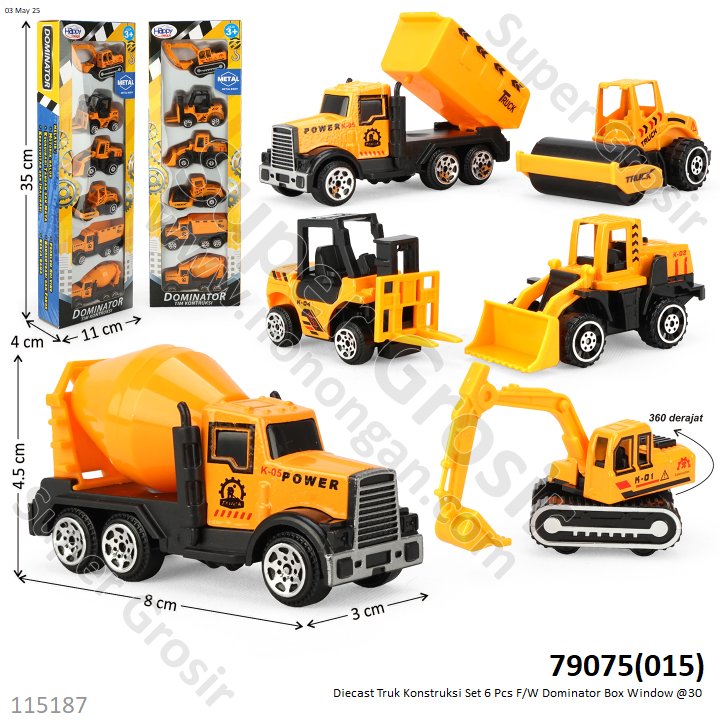 Diecast Truk Konstruksi Set 6 Pcs F/W Dominator Box Window @30