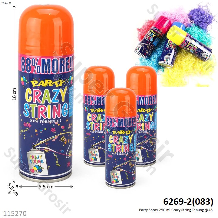 Party Spray 250 ml Crazy String Tabung @48