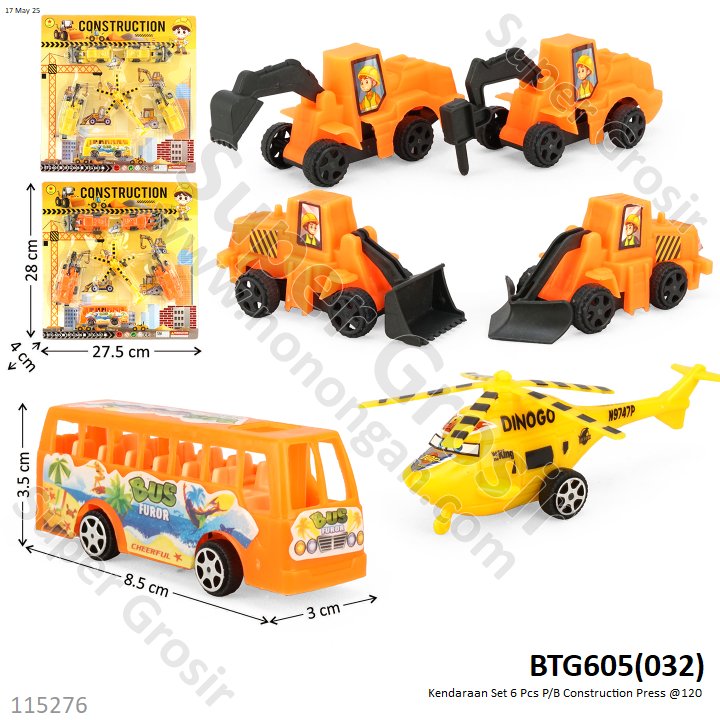 Kendaraan Set 6 Pcs P/B Construction Press @120